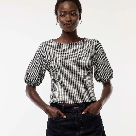 Kiabi Black & White Gingham Tie Back Crop Blouse Top Women’s Size XS/S - Picture 8 of 8